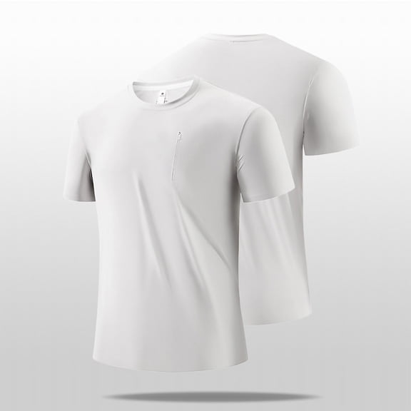 M-5X Plus Size T Shirts for Men with Zipper Pocket Big & Tall Short Sleeve Crewneck Quick-Drying Stretchy Slim Pullover Athletic Workout Tees Tops