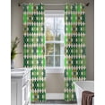 thumbnail image 4 of Saint Patrick's Day Sheer Curtains 84 Inch Length 2 Panels Set for Living Room/Bedroom, Vintage Green Plaid Lucky Clovers Kitchen Curtains Grommet Semi-Sheer Curtains Window Treatments 52"x84"x2, 4 of 7