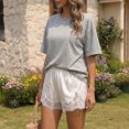 thumbnail image 5 of Lace Shorts for Women Silky Low Rise Boxer Y2k Shorts Summer Causal Lounge Pajama Shorts, M, 5 of 6