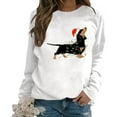thumbnail image 7 of Tiweut Women's Leisure Hoodies Christmas Santa Sausage Dog Print Fashion Loose Fit Pullover Long Sleeve Round Neck Regular Tops White,S, 7 of 7