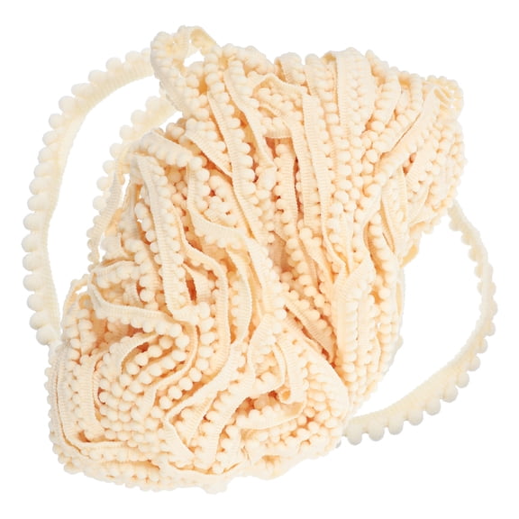 GAXIRE Beige Mini Pom Pom Trim for Crafts, Decorative Pompom Lace Sewing Accessory, 1 Piece