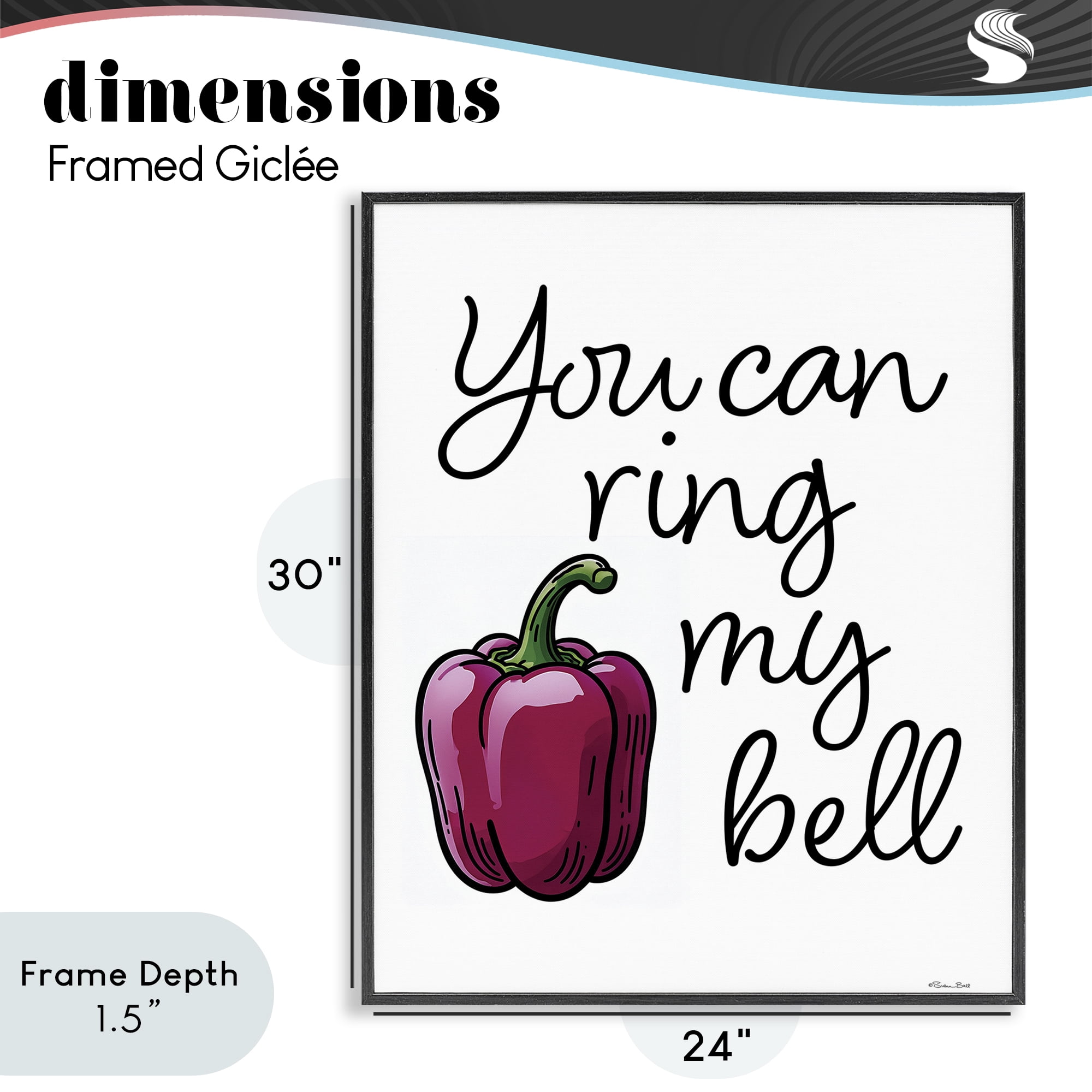 Stupell Industries Ring My Bell Pepper Black Framed Giclee Art, design by Susan Ball