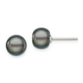 thumbnail image 1 of FB Jewels Sterling Silver 8-9mm Black FW Cultured Button Pearl Stud Earrings, 1 of 3
