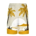 thumbnail image 4 of LIBRCLO Mens Swim Trunks with Liner 2 in 1 Quick Dry Bathing Suits Hawaiian Coconut Tree Print Lightweight Breathable Board Shorts Summer Beach Shorts Beige M, 4 of 6