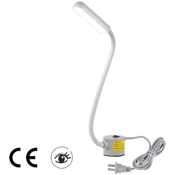 POINTERTECK Portable Work Light,LED Light Flexible Gooseneck Lamp with 4W 130lm/W 120 Beam Angle Magnetic Mounting Base Desk Lamps for Quilting Work Sewing Machine Table Lathe,White