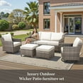 thumbnail image 3 of Bellefurn Outdoor Patio Furniture Set,High Back Wicker Patio Chair with Outdoor Sofa,Ottomans and Side Table, All Weather Patio Outdoor Conversation Sets for Porch Deck Balcony Garden Pool Yard, 3 of 10