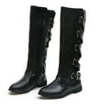 Juebong Christmas Deals Women's Boots Belt Buckle Boots Back LaceUp