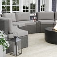 thumbnail image 3 of Martha Stewart Set of 2 Indoor-Outdoor Modular Patio Curved Sectional Sofa Seats and Side Table in Gray Rattan Wicker with Gray All-Weather Cushions, 3 of 13