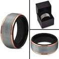 thumbnail image 4 of P. Manoukian Tungsten Wedding Band Ring 10mm for Men Women Black & 18K Rose Gold Plated Stepped Edge Polished Lifetime Guarantee Size 8, 4 of 4