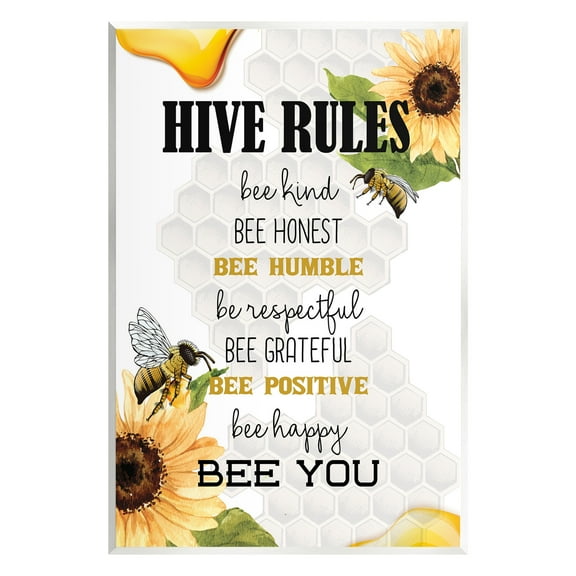 Stupell Industries Bee Hive Rules Animals & Insects Painting Unframed Art Print Wall Art, 10 x 15