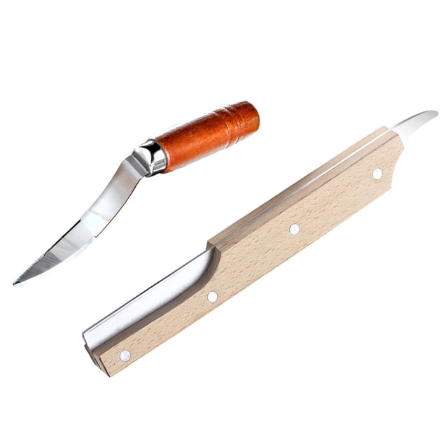 Inteprter Abridor de coco de 2 piezas, removedor de carne, herramienta de excavación de acero inoxidable, rebanador lavable con mango de madera, raspador, Cocina y Comedor Inteprter HA036253-00