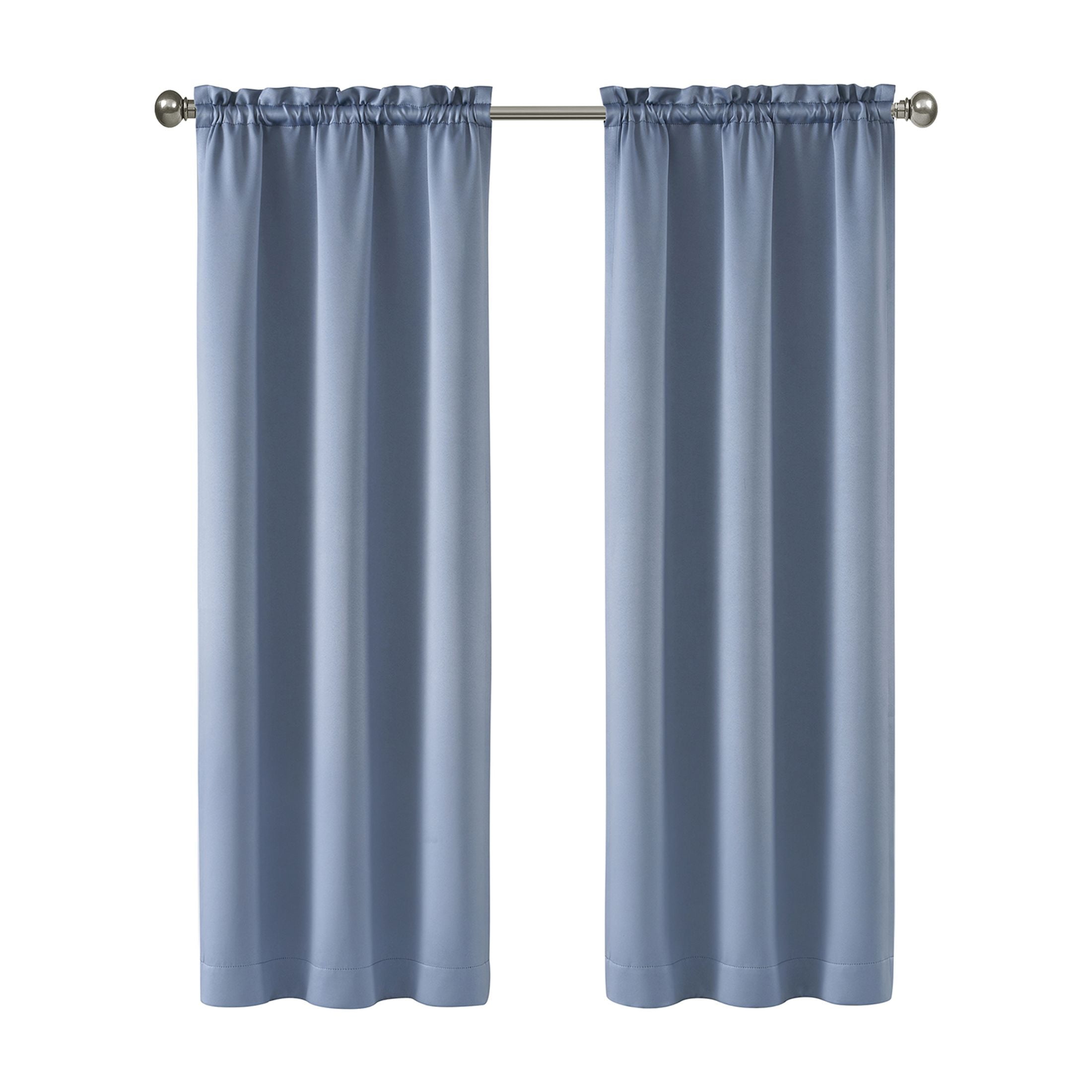 Mainstays Solid Blackout Curtain Panel Pair, Set of 2, Blue Quartz, 30”W x 63”L
