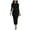 Black, variant on JGNGSHN Women's Ruched Long Sleeve Elegant Bodycon Dresses Solid Basic Casual Midi Dress