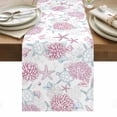 thumbnail image 2 of Summer Marine Life Table Runner, Ocean Starfish Coral Coastal Sea Turtle Pink Cotton Linen Kitchen Table Decoration Washable Dining Tabletop Runners for Home Party Decor 16x72 Inches, 2 of 9
