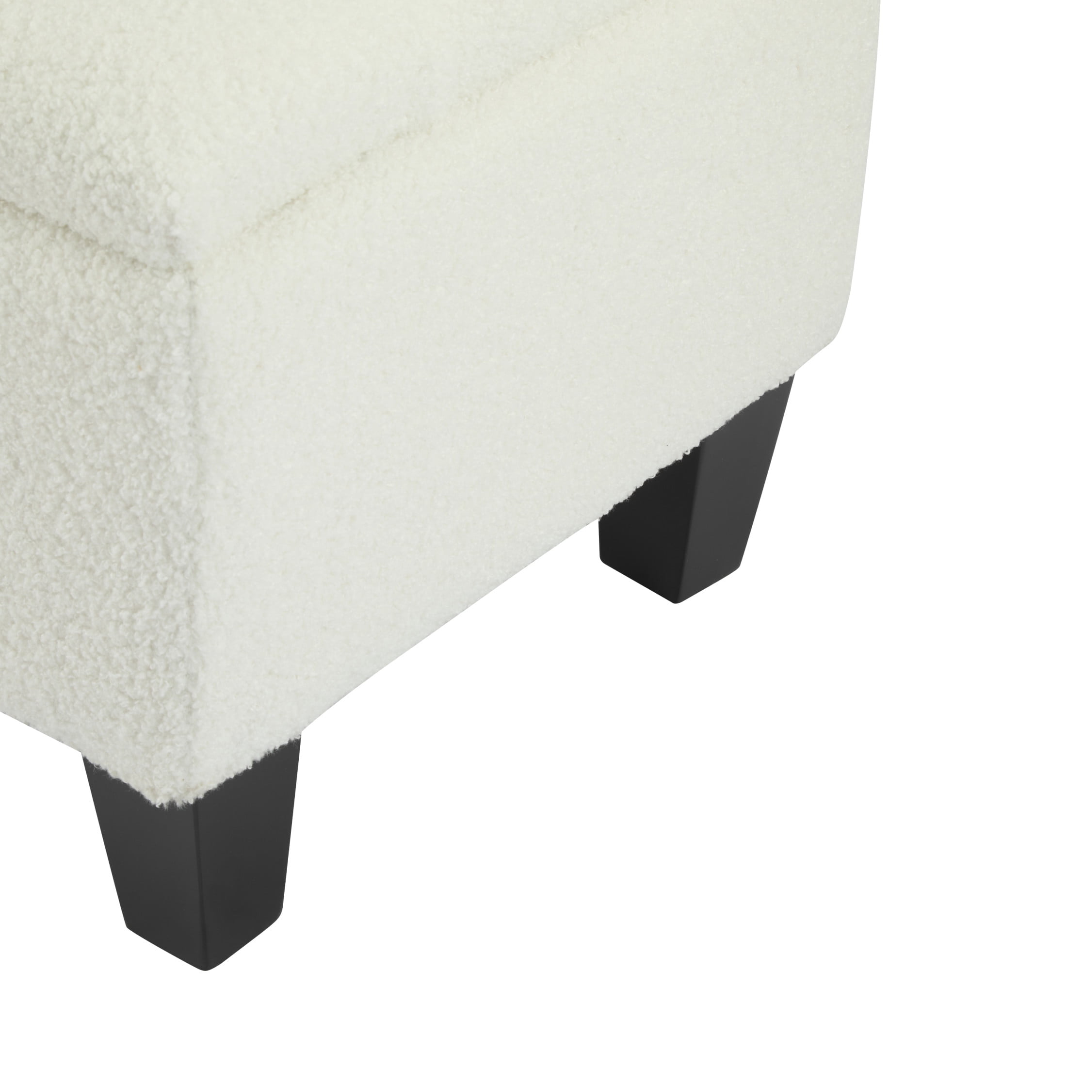 Christopher Knight Home Storage Ottoman Bench with Boucle Upholstery and Rubber Wood Legs, White