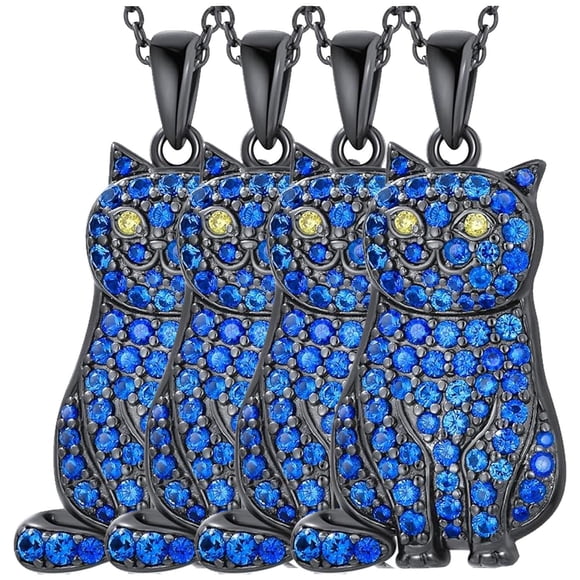 Accesorios Cadenas CatNeck09 4Pzas British Shorthair Azul Metal Cadena y Dije.