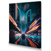 Designart Futuristic Miami Neon Art IV Canvas Wall Art
