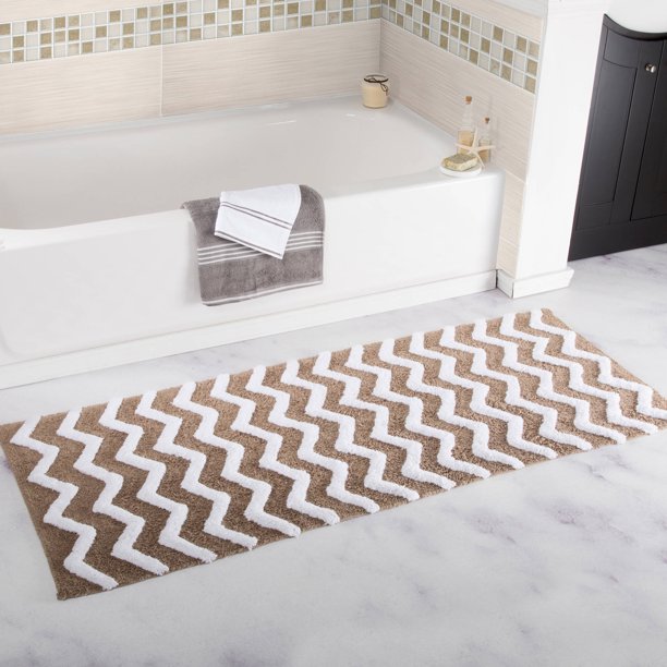 Somerset Home 100 Cotton Chevron Bathroom Mat, 24" x 60" Taupe