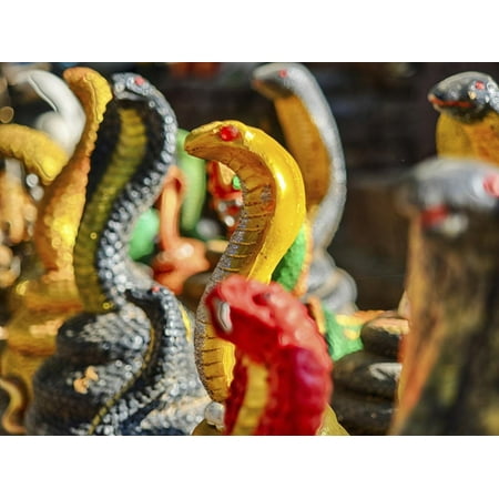 Thai Silver Snake - Thailand, Chiang Mai, Cobra Snake replica display Print Wall Art By Terry Eggers
