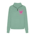 thumbnail image 4 of Mchoice Womens Sweatshirt Breast Cancer Awareness Long Sleeved Printed Half Zippered Hooded Turndown Collar Blouse Tops, 4 of 6