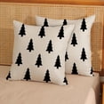 thumbnail image 2 of Christmas Pillow Covers 18x18 Set of 2 Christmas Decor Linen Pillowcase Geometric Black and White Christmas Tree Throw Pillows Winter Farmhouse Holiday Decorations Cushion Covers for Couch Home, 2 of 6