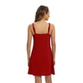 thumbnail image 6 of WBQ Basic Cami Women Long Tanks Top Dress with Strap, Solid Color Red S-2XL, 6 of 9