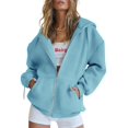 thumbnail image 1 of Sudadera con Capucha con Cierre para Mujer PRETTYGARDEN 2025 Azul Lago Talla M, 1 of 7