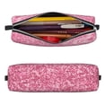 thumbnail image 2 of Haiem Pink Glitter Print Leather Pencil Case Art Supplies Case Zipper Pencil Pouch Stationery Storage Pencil Bag, 2 of 7