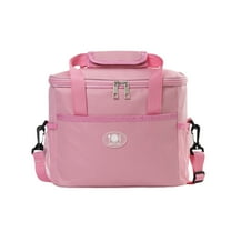 Harliver Lunch bag for Women/Men,Reusable Lunch Box Leakproof Cooler Bag for Adult,Collapsible Lunch Bag with Adjustable Shoulder Strap for Work Office Picnic Beach, 11.42x10.24x8.27in (Pink)