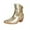 Gold, variant on Womens Western Boots Fashion Heel Ankle Boots On Synthetic Leather Pointed Toe Casual Dress Booties for Fall Winter Comfort Gold Pu, 38 Size