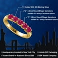 thumbnail image 2 of Gem Stone King 18K Yellow Gold Plated Silver Red Ruby Wedding-Bands Ring for Women | 1.25 Cttw | Round 3.5MM | Gemstone July Birthstone | Size 8, 2 of 6