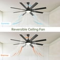 thumbnail image 2 of 66 inch Ceiling Fan with Lights, Remote and APP Smart Control, 3-Speed, 8 Fan Blades, Modern Home Fan and LED Light 2-in-1 Design, for Living Room, Bedroom, Dining Room, 2 of 9