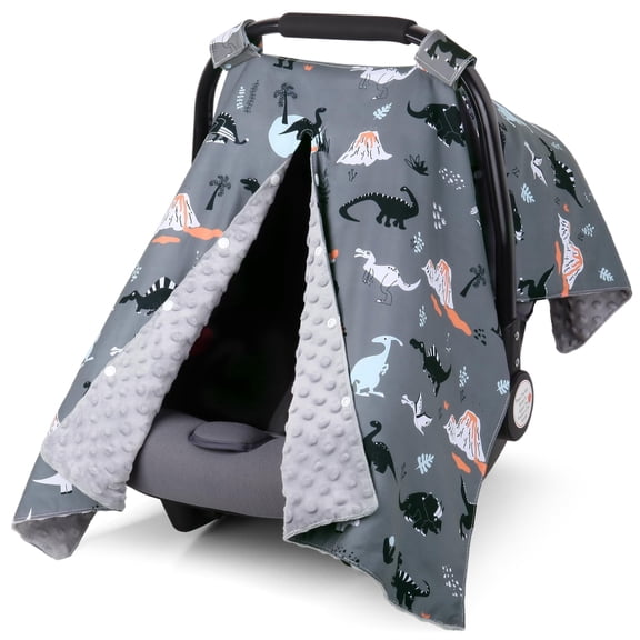 YIYIQCSJ Car Seat Cover Baby, Carseat Covers for Boy Girl, Minky Infant Car Seat Cover Winter, Peekaboo Opening Car Seat Canopy, Multiuse Baby Carrier, Stroller, Nursing Cover, Minky Blanket,