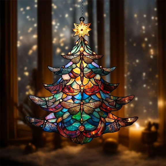 Dragonfly Christmas Tree ACRYLIC SUNCATCHER Dragonflies Tree Window Hanging Gift for Dragonfly Lover Nature Lover Gift for Garden Home Decor 1836430501 5966