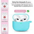 thumbnail image 2 of AirPods 3 Case Cover, Silicone Protective Accessories Skin with Keychain Compatible with Apple AirPod 3rd Generation 2021 for Women Men Girls Boys,Front LED Visible-Mint Green, 2 of 5