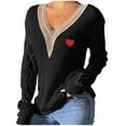 thumbnail image 3 of Sentmoon Sweatshirt Women V Neck Stretchy and Flexible Knitted Long Sleeve Lightweight Tops & Blouses Solid Color Plus Size Loose Cute Tops for Women Fall and Winter for Weekend Outings, 3 of 7