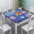 thumbnail image 3 of Colorful Floral Dots Pattern Square Fitted Tablecloth with Elastic Edge,Square Table Cover,Washable Elastic Table Cover for Home Kitchen Party Decor 34"x34", 3 of 6