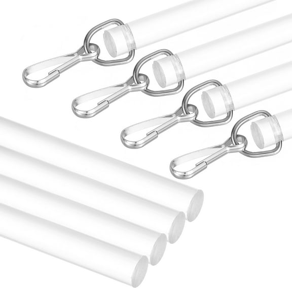 Uxcell 4Pcs 17" Acrylic Drapery Wand, Universal Curtain Pull Rod with Snap Hook, Clear