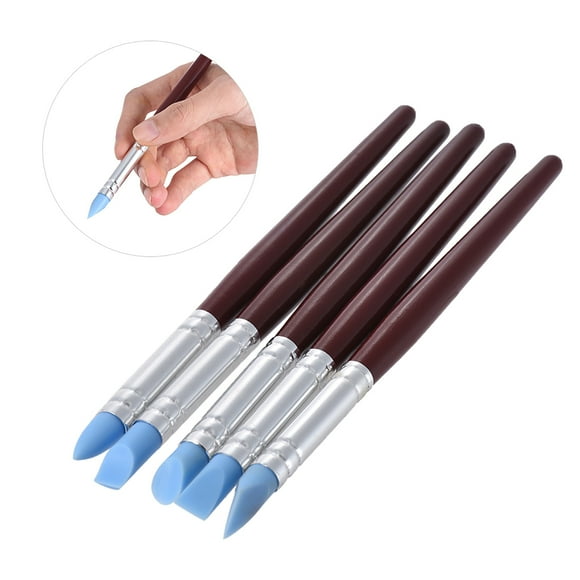 H&B 5pcs Rubber Paint Brushes Clay Tools for Sculpture Pottery Color Shaping Blending Drawing Modeling Remove Fingerprints