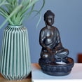 thumbnail image 5 of Seated Buddha Tealight Candle Holders, Set of 2, Greeting or Namaste Pose, Lotus Base, 7.5 H x 4.25 Inches, Hand Crafted, Cast Polyresin, Bronze Color, the Serenity Collection, 5 of 6