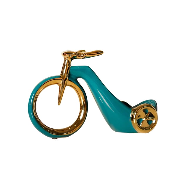 Soporte para botellas de vino con forma de bicicleta de cerámica de 25 x 16 x 11 cm para el hogar y la oficina, organizador de vino multiusos, soporte Verde