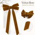thumbnail image 3 of 10-Pack Velvet Bows with Long Tails, 12.4 Inch Brown Christmas Ornaments for Tree and Wreath Decorations, 3 of 4