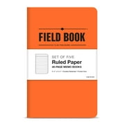Elan Publishing Company Field Notebook / Pocket Journal - 3.5x5.5 - Orange - Lined Memo Book - Pack of 5 - ELAN-FN-003C
