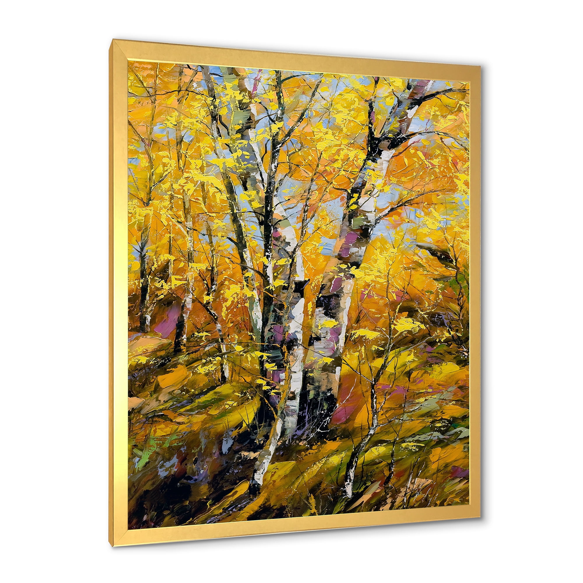 Designart 'Birches In Yellow Autumn Wood Forest' Country Framed Art Print