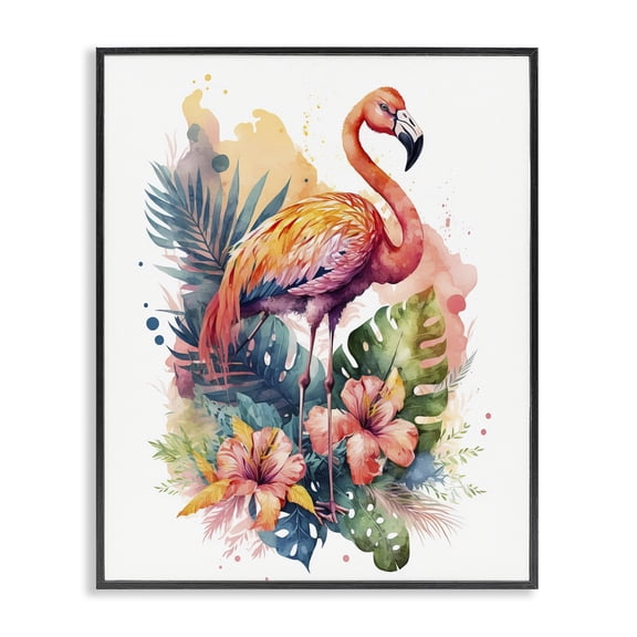Stupell Industries Contemporary Modern Tropical Flamingo Black Framed Giclee Art, 16 x 20, by LSR Design Studio