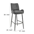 thumbnail image 5 of 26 Inch Diamond Stiched Fabric Counter Height Bar Stool, Gray, 5 of 5