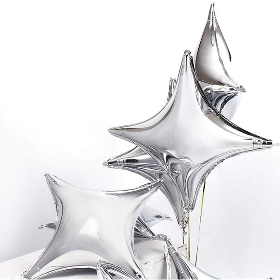 Silver Star Balloons - Star Foil & Mylar, 12pcs, 24in for Party Decoration