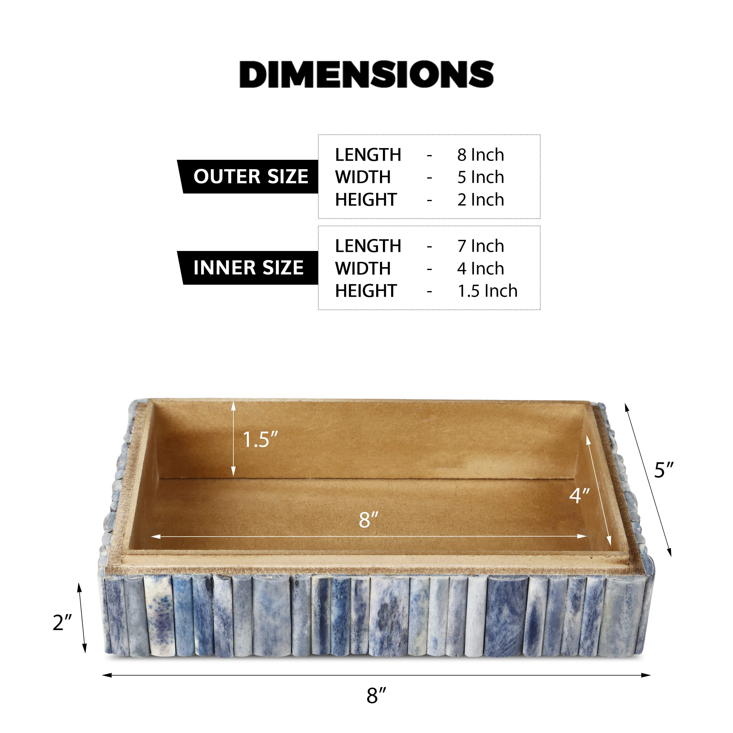 Handicrafts Home Decorative Box - Handmade Jewelry Organizer Box with Lid - Keepsake Box for Home Decor, Jewelry, Accessories, Collectibles - Modern Wooden Storage Box - Ocean, 8X5X2 inch