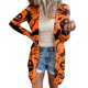 thumbnail image 5 of Paño frontal abierto para mujer Halloween, ligero, suave, manga larga, suéter abierto frontal, abrigo informal para otoño, fiesta de Halloween, amarillo profundo L, 5 of 5