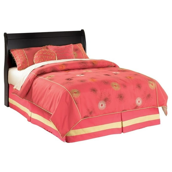 Bowery Hill Contemporary Wood Sleigh Full Headboard in Black